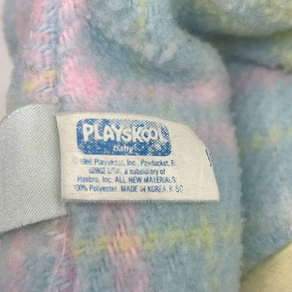 PLAYSKOOL Snuzzles Blankies Cow Plush Pastel Plaid Kawaii CLEAN VTG 80s Satin